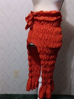 SHEIN Bright Orange Ruched Skirt with Smocked Waist